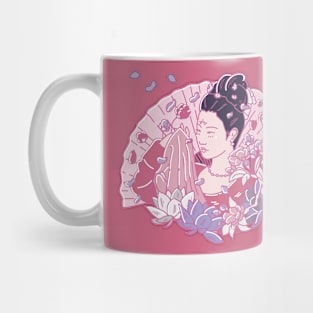 Chinese Traditional Hanfu Woman Flowers illustration petals Mug